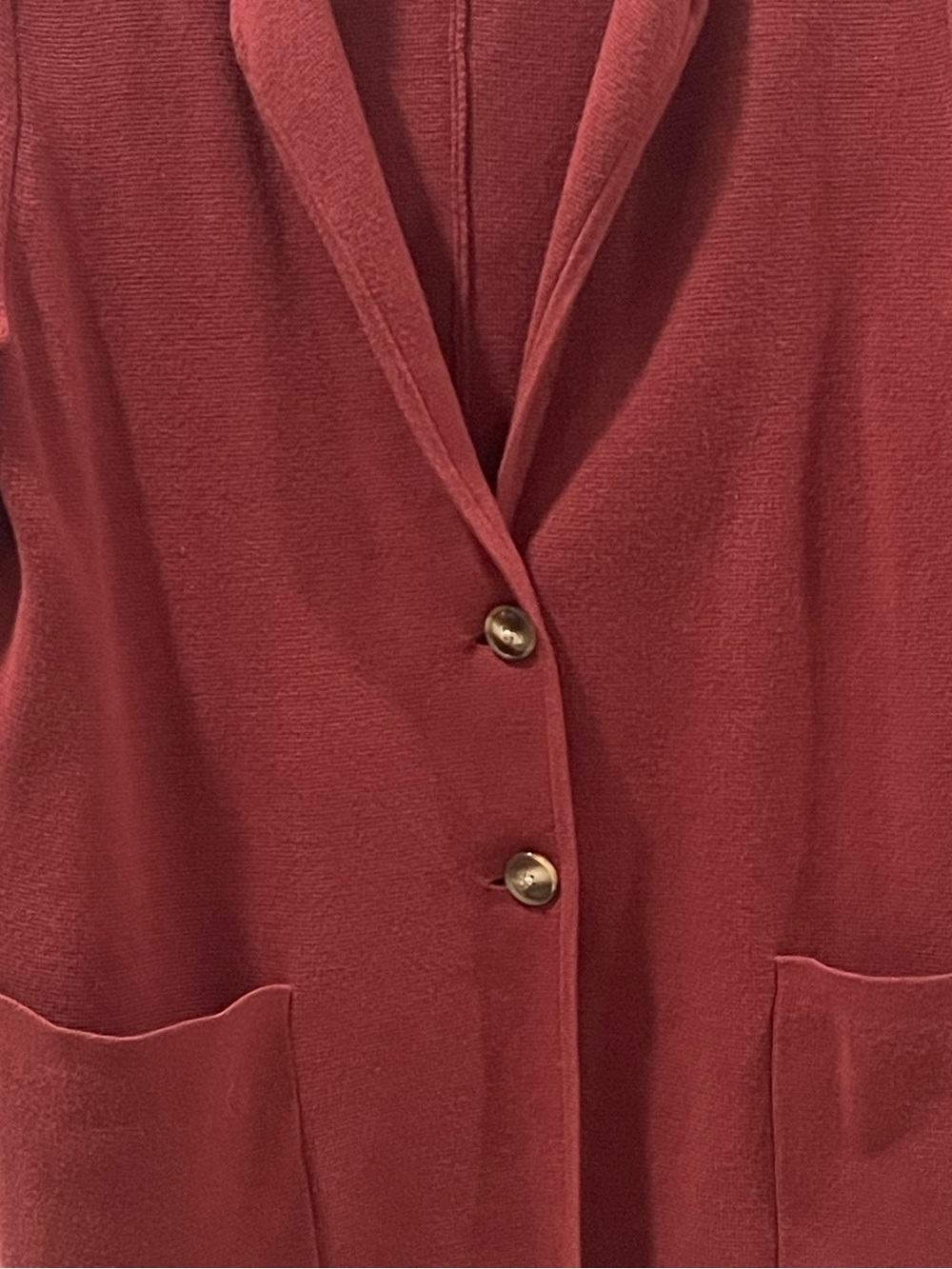 J. Crew Factory Rust Red Knit open front Blazer Jacket Cardigan two button sz M - Picture 2 of 10